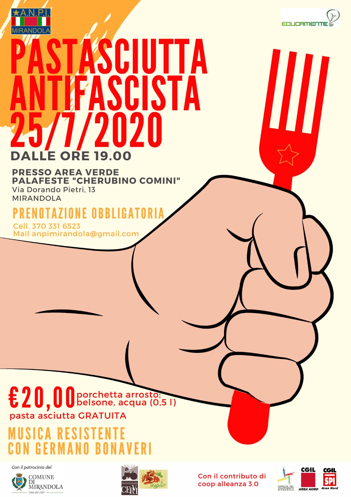Pastasciutta antifascista con patrocinio comunale
